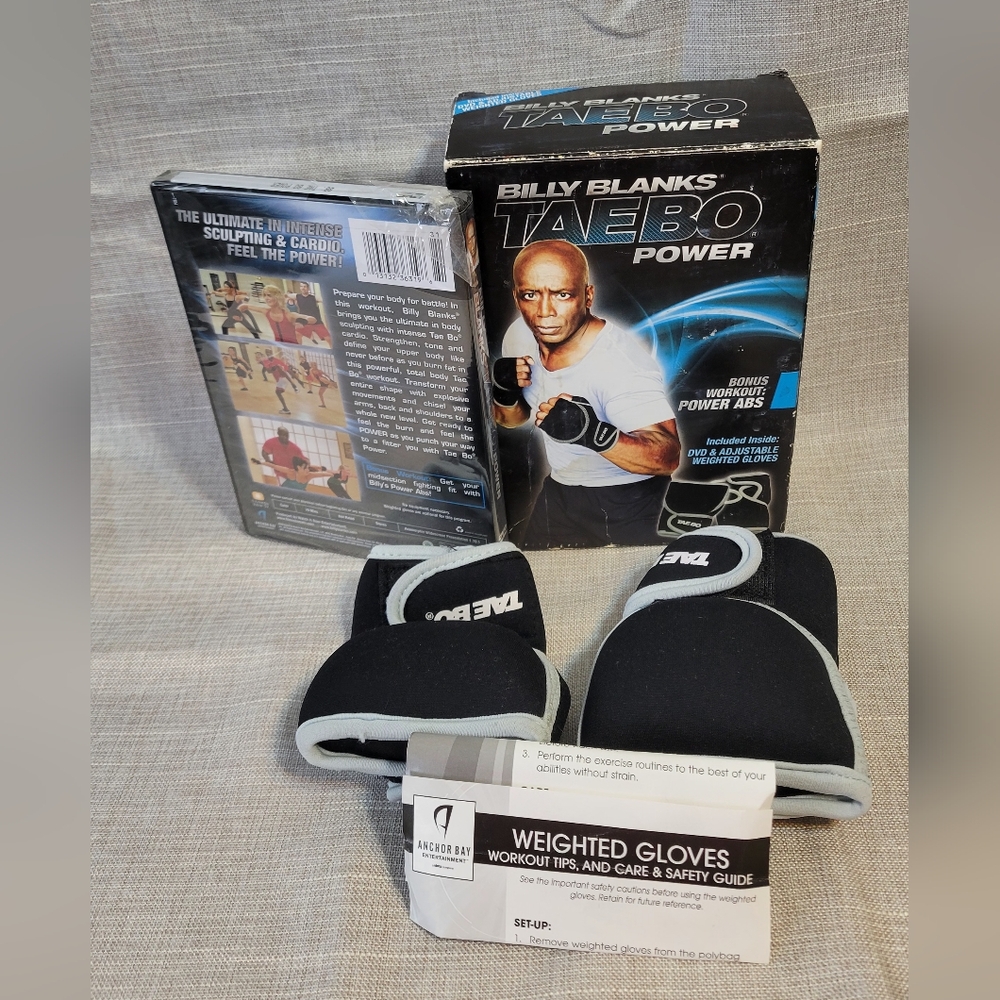VG Billy Blanks Tae Bo Power SEALED DVD w/ Weighted Gloves & instruction manual